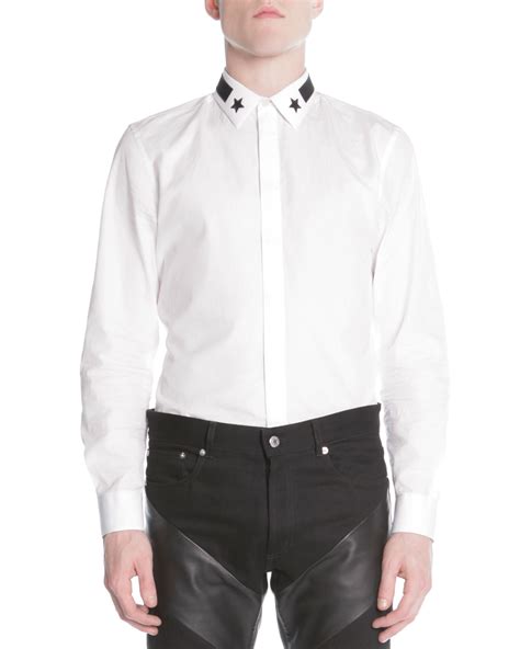 givenchy star & stripe collar button down shirt|Givenchy distressed t shirt.